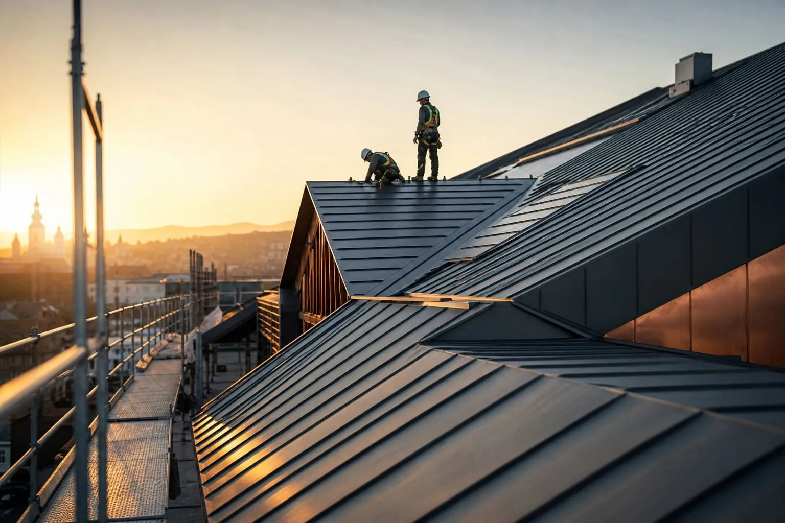 Baustelle mit Metalldach – typisches Motiv für eine Projektreferenz